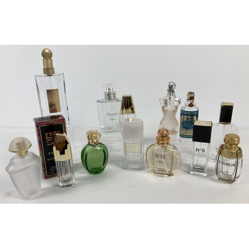 1288 - 13 empty perfume bottles. To include: Channel No. 5, Dune by Christian Dior, Ysatis by Givenchy, Sha... 