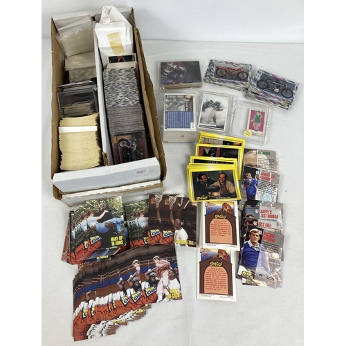 1246 - A box of assorted vintage trading cards, mostly American. To include: 1991 Pacific 