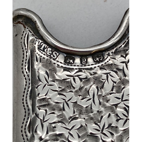 1047 - 2 antique silver calling card holders, both fully hallmarked. A plain square shaped Levi & Salaman h... 