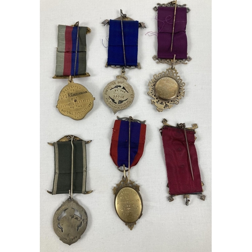 1063 - A collection of 6 vintage 1920's - 40's Norwich & District Order Of The Buffaloes jewels, presented ... 