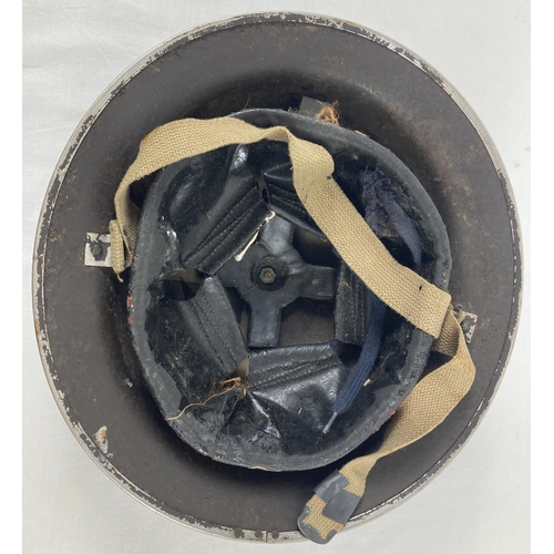 1119 - British WWII Mk II steel helmet with Royal Signals flash, complete with liner & chinstrap. Helmet an... 