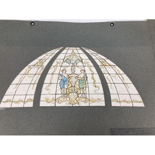 1291 - T.W. Camm Art glass Studios, Smethwick. 4 x 3 sectional watercolours of stained glass window designs... 