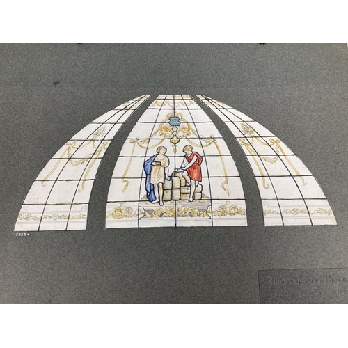 1291 - T.W. Camm Art glass Studios, Smethwick. 4 x 3 sectional watercolours of stained glass window designs... 