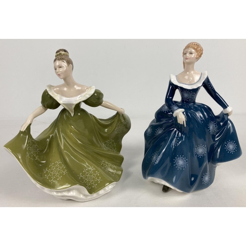 1134 - 2 Royal Doulton ceramic figurines with transfer print detail to dresses. Lynne - HN2329, modelled by... 