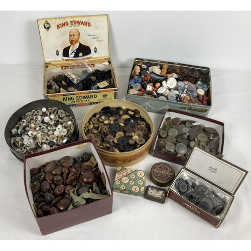 1297 - A large collection of loose vintage and antique buttons to include leather, cloth, early plastic and... 