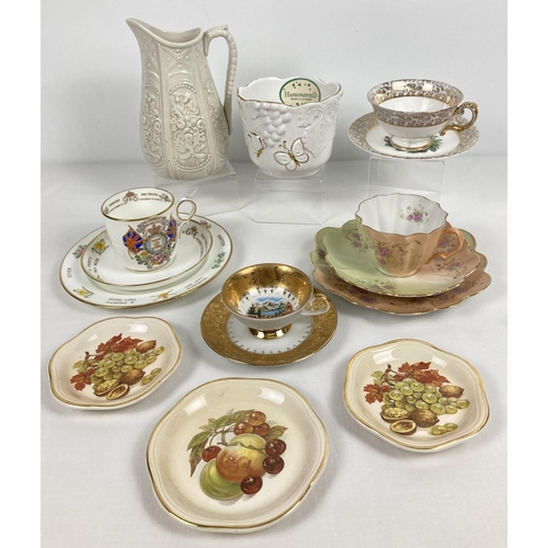 1149 - A box of assorted vintage ceramics to include cups & saucers, trios and jug. Lot includes: 1930's Ha... 