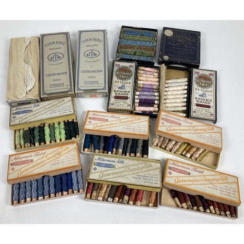 1304 - A small quantity of boxed vintage sewing silks and cottons in varying colours. Examples by: Cartier-... 