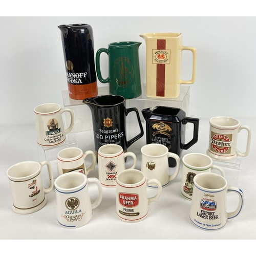 1308 - A collection of vintage and modern ceramic breweriana water jugs and beer mugs. To include: Romanoff... 