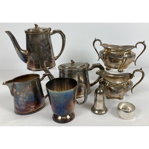 1065 - A quantity of assorted vintage silver plated table ware items. To include a 3 piece Mappin & Webb la... 