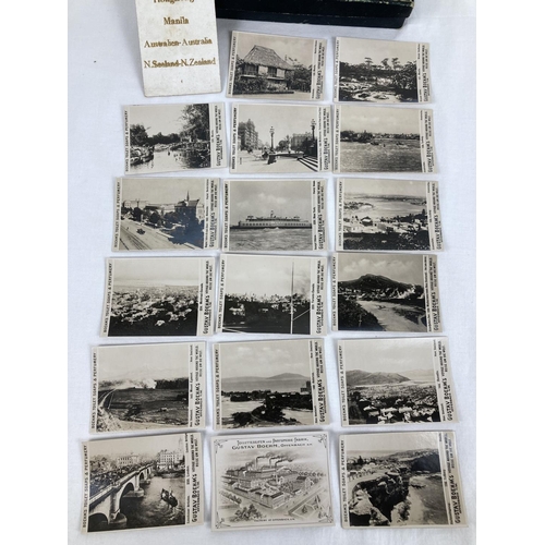 1223 - A boxed collection of Victorian historical photographic postcards of worldwide views as taken & coll... 