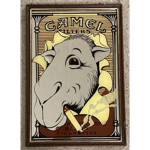 camel cigarettes mirror A small vintage advertising mirror for Camel Filters cigarettes, featuring  Jo Camel. In dark wood fr
