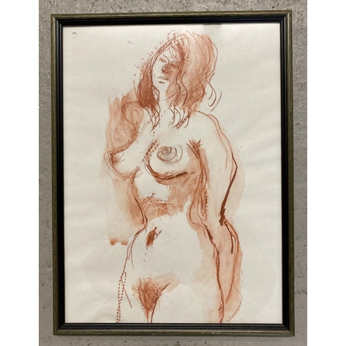 1369 - Peter Collins - original pastel nude sketch of the female form, framed & glazed. With provenance to ... 