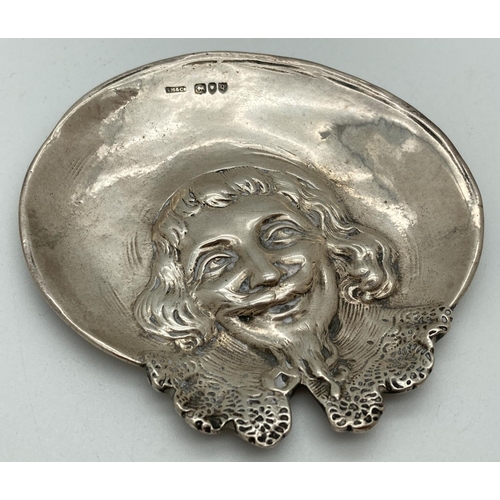 1184 - A Victorian silver novelty character pin dish by Sampson Mordan & Co. With facial features shown in ... 