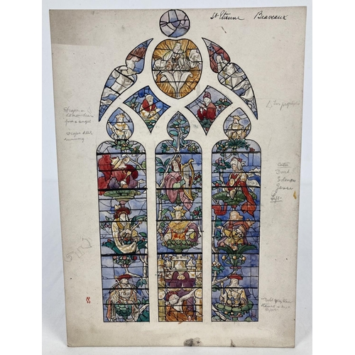 1352 - TW Camm Stained glass Art studios, Smethwick, pencil & watercolour design of the 'The Tree of Jesse ...