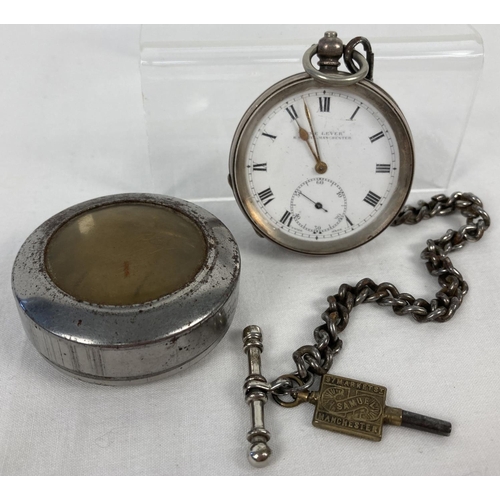 1176 - An antique silver and enamel H. Samuel Manchester Acme Lever pocket watch with jewelled movement. Co... 