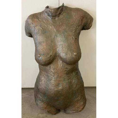 1364 - Wall art body cast of a nude torso, finished in metallic tones. Approx. 75cm tall.