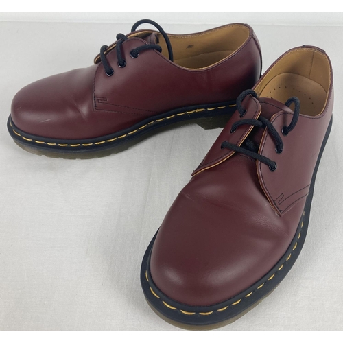 20 - A pair of unboxed Dr Martens smooth Cherry red leather shoes, 1461, with yellow stitching. Size 5. I... 