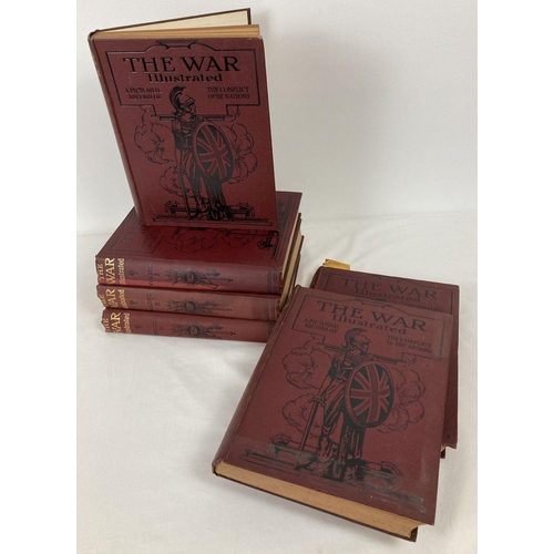 125 - Volumes 1 - 6 of The War Illustrated; A pictorial record of the conflict of the nations. Maroon clot... 