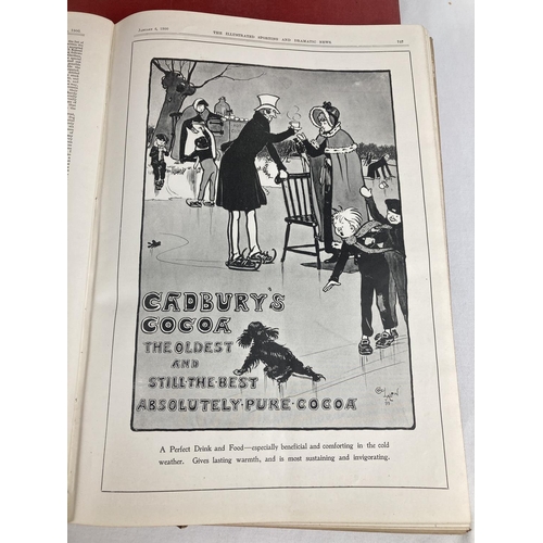 154 - The Illustrated Sporting & Dramatic News 1899-1900 in 3 red cloth bindings. Comprising: March 25th 1... 