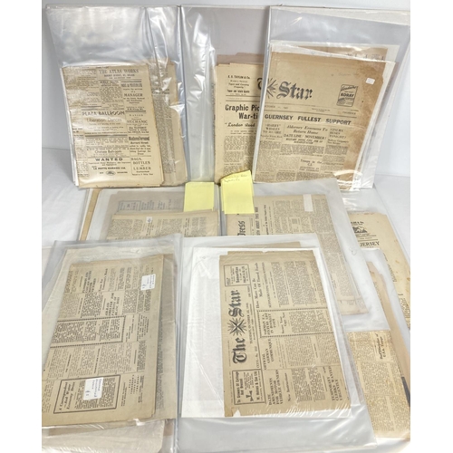 155 - A box containing 10 albums of assorted 1940's Jersey & Guernsey newspapers relating to WWII and the ... 