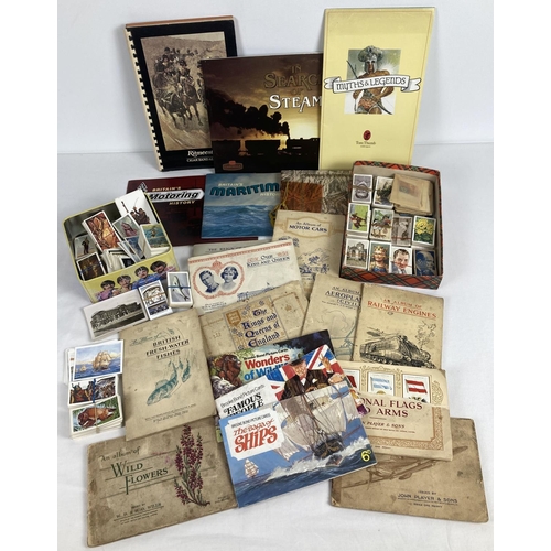 163 - A box of assorted vintage cigarette & cigar albums and cards. To include: Kensitas flags silks, Ritm... 