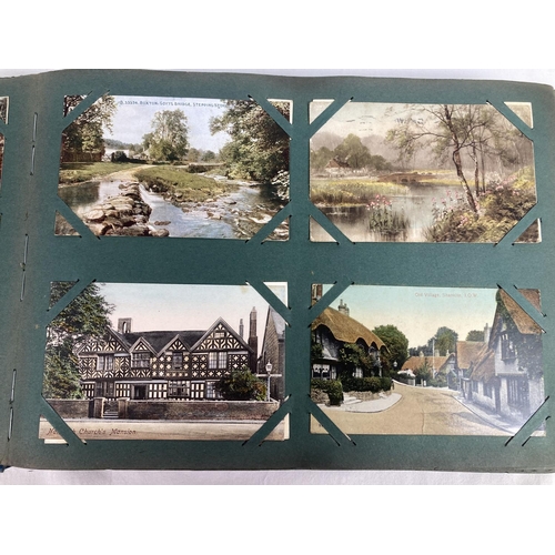 264 - 2 Edwardian postcard albums with gilt detailed fronts, containing a quantity of assorted period post... 