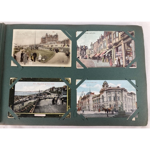 264 - 2 Edwardian postcard albums with gilt detailed fronts, containing a quantity of assorted period post... 