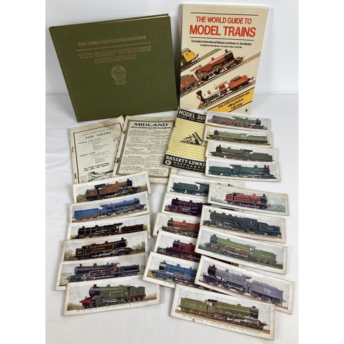 198 - A collection of 20 1920's steam train cards presented with American 