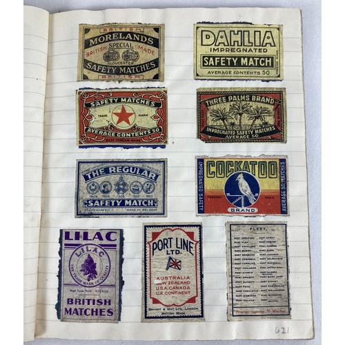 187 - 3 vintage albums/books containing a collection of vintage matchbox covers. To include examples by Pa... 