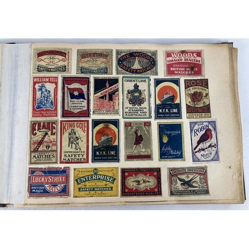 187 - 3 vintage albums/books containing a collection of vintage matchbox covers. To include examples by Pa... 