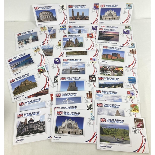 73 - 57 assorted Ltd Edition Great Britain Torch Relay commemorative covers from the 2012 London Olympic ... 