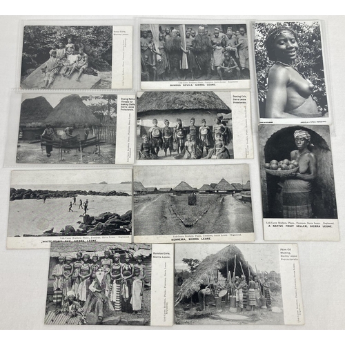 283 - A collection of 10 vintage black & white postcards of Sierra Leone depicting native culture, people ... 