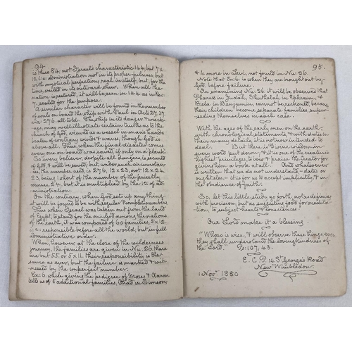 202 - A copied handwritten edition of 'The Numerals of Scripture' by E. C. P, dated 1880. Approx. 18.5 x 1... 