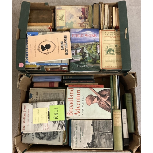 135 - 2 boxes of assorted vintage books relating to East Anglia and rural life.