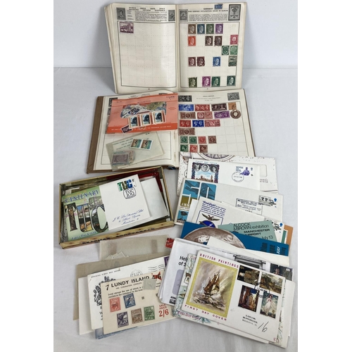 103 - 2 small vintage stamp albums containing used British and world stamps together with a collection of ... 