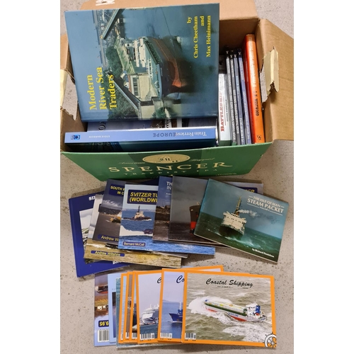 146 - A box of assorted books and pamphlets relating to ships, ferries, coasters & Tugs.