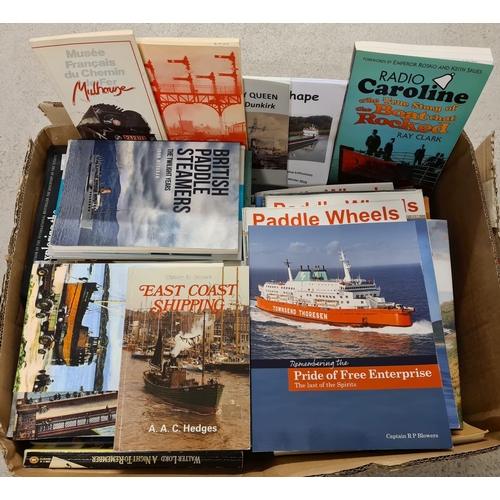 147 - A large box of assorted books and magazines relating to boats and ships.