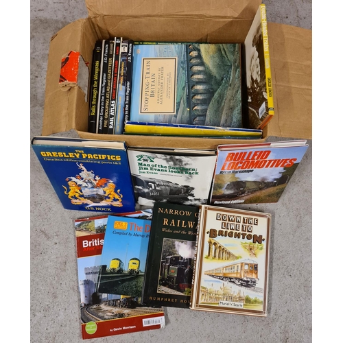 119 - A box of books all relating to trains and railways.