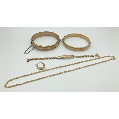 1072 - A collection of vintage and modern rolled gold and bonded gold jewellery. To include 2 x bangles wit... 