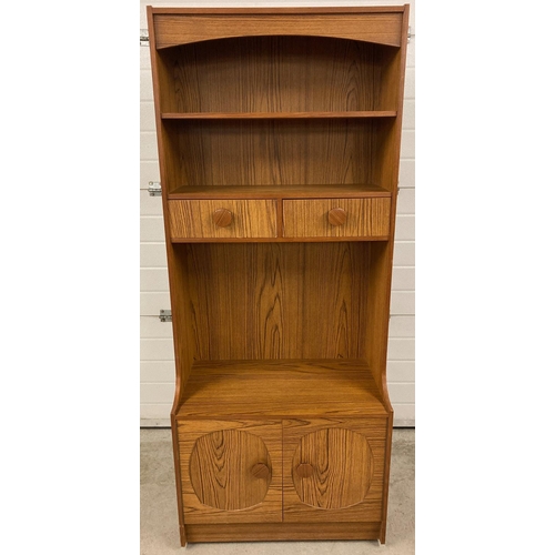 1419 - A retro 1970's oak effect wall unit with 2 shelves, 2 drawers and a double cupboard to base with int... 