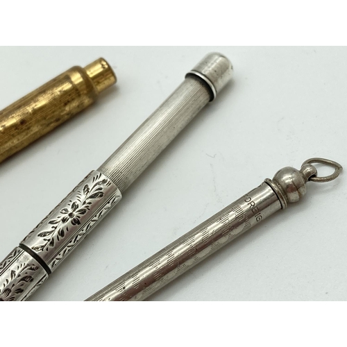 A Victorian silver cased propelling pencil by AH Woodward, with