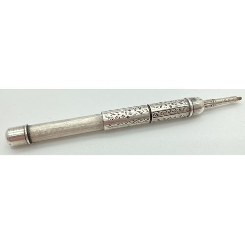 A Victorian silver cased propelling pencil by AH Woodward, with