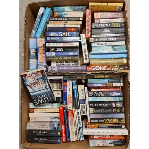 140 - 2 large boxes of modern paperback fiction books. To include: James Patterson, Bernard Cornwell, Lee ... 