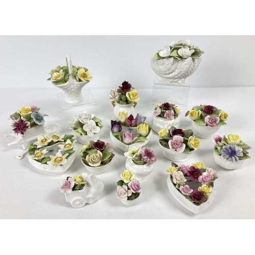 1337 - A quantity of assorted Coalport ceramic floral bud vases and ornaments. Some a/f.