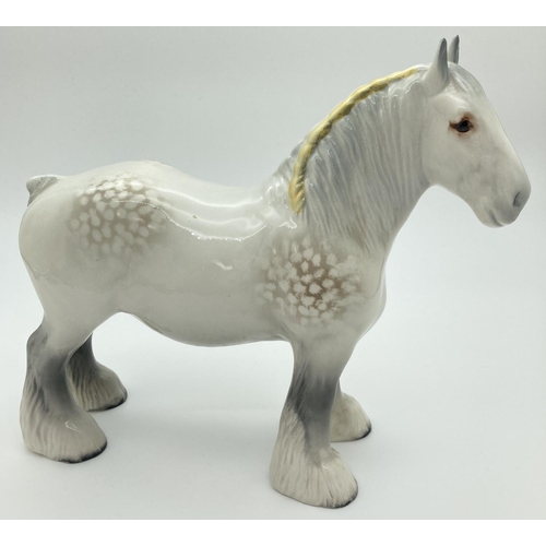 1268 - A Beswick ceramic Shire Mare horse figure #818, in grey gloss. Produced 1961-89, with circular backs... 