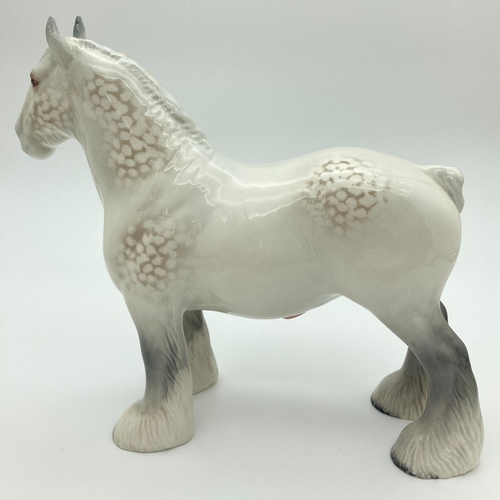 1268 - A Beswick ceramic Shire Mare horse figure #818, in grey gloss. Produced 1961-89, with circular backs... 