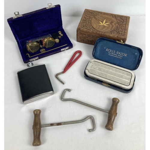 1341 - A small collection of assorted vintage items to include boxed No. 1 Imperial Rolls Razor. Together w... 