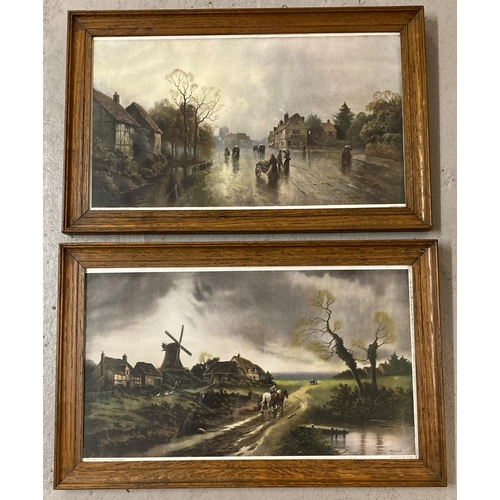 1392 - A pair of early 20th century oak framed J. W. Gozzard prints - Approach of Night & Showery Day. Prin... 