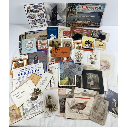 1326 - A box of assorted vintage ephemera to include: photographs, postcards, leaflets, tourist guides and ... 