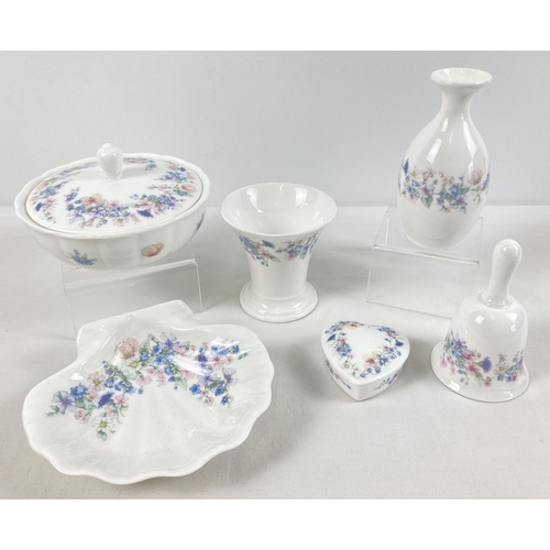 1294 - A small collection of Wedgwood ceramics in Angela pattern. To include lidded trinkets and bud vases.